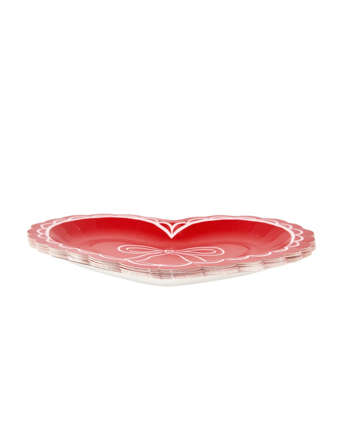 Compact red heart paper plates for party appetizer and dessert tablescape styling