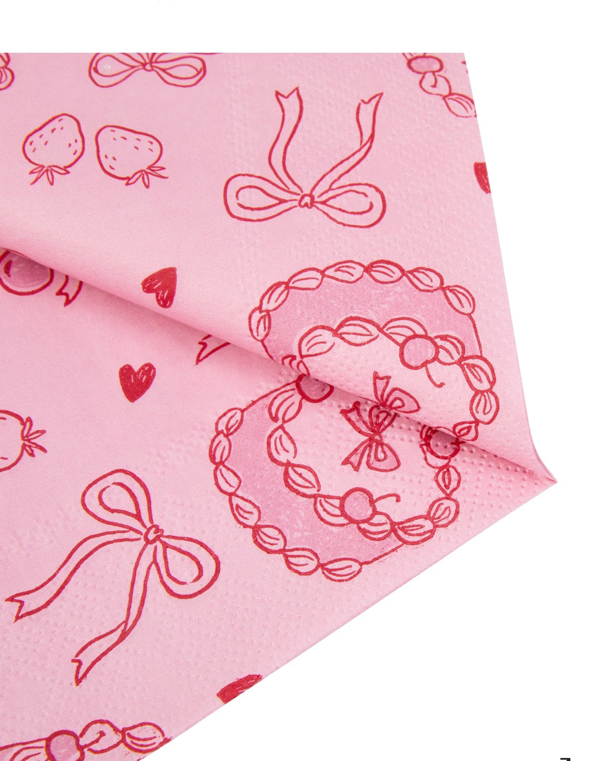 Aesthetic disposable party napkin with coquette pink and red illustrated