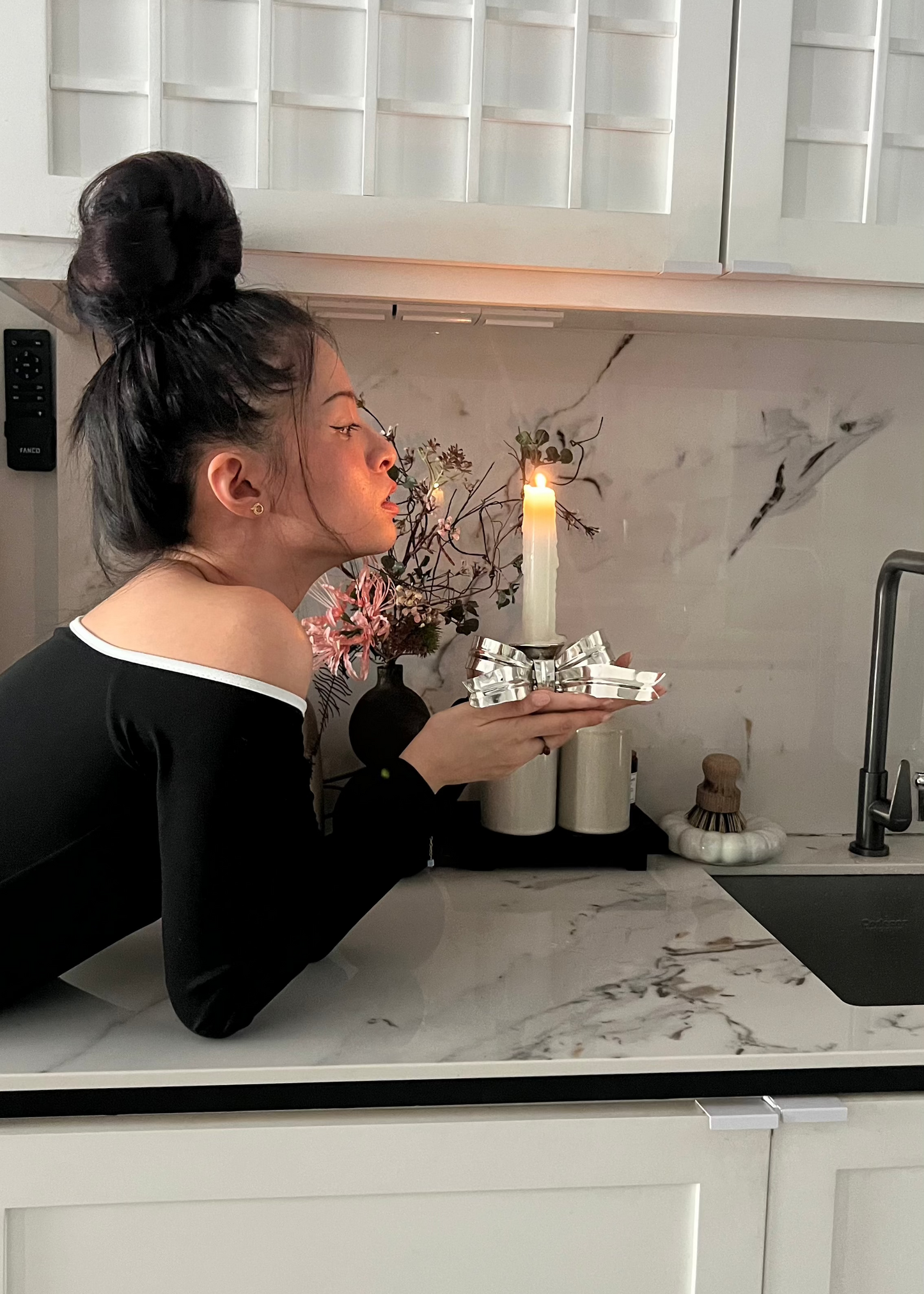silver polished bow candle holder for coquette decor