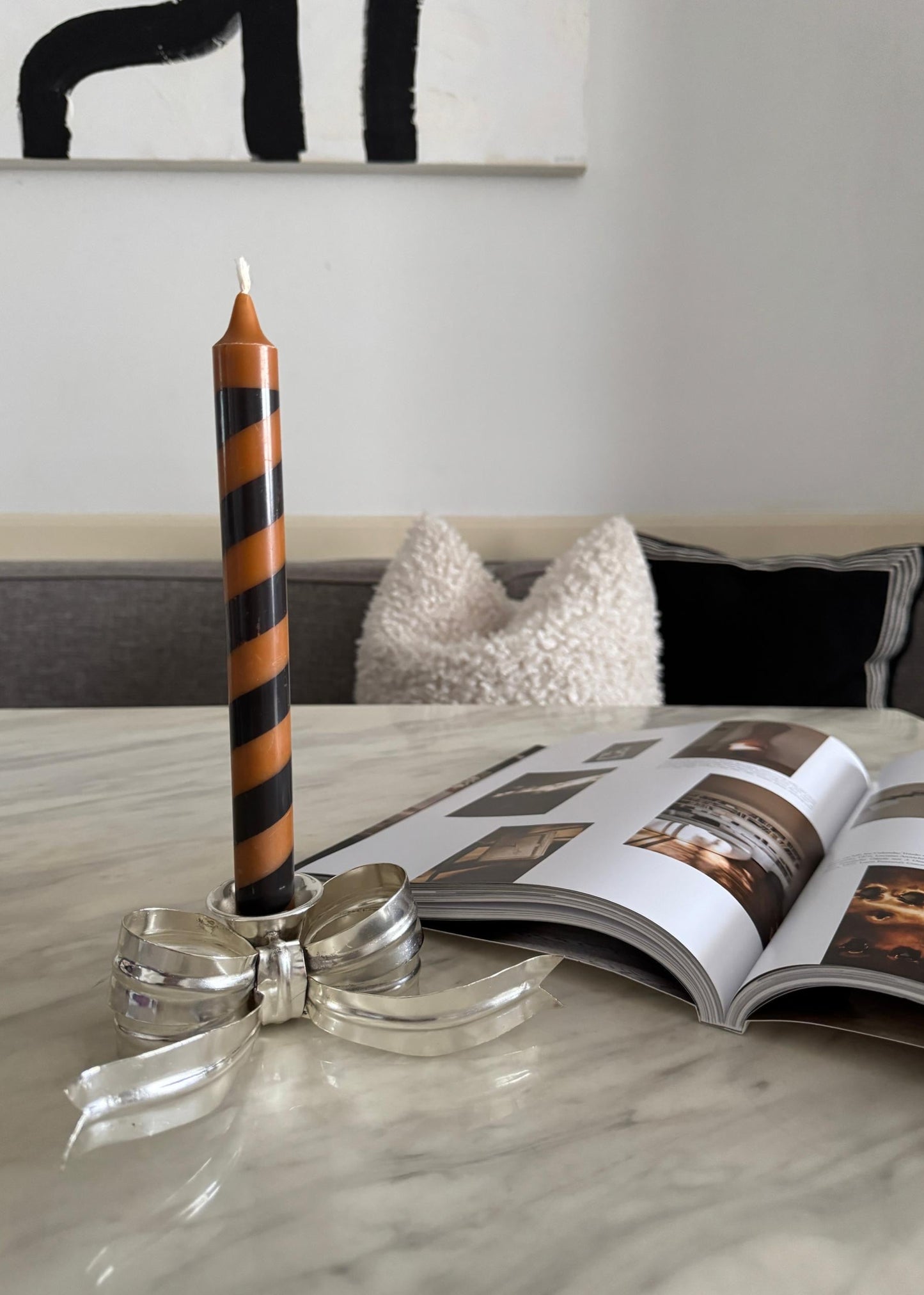 silver polished bow candle holder for coquette decor