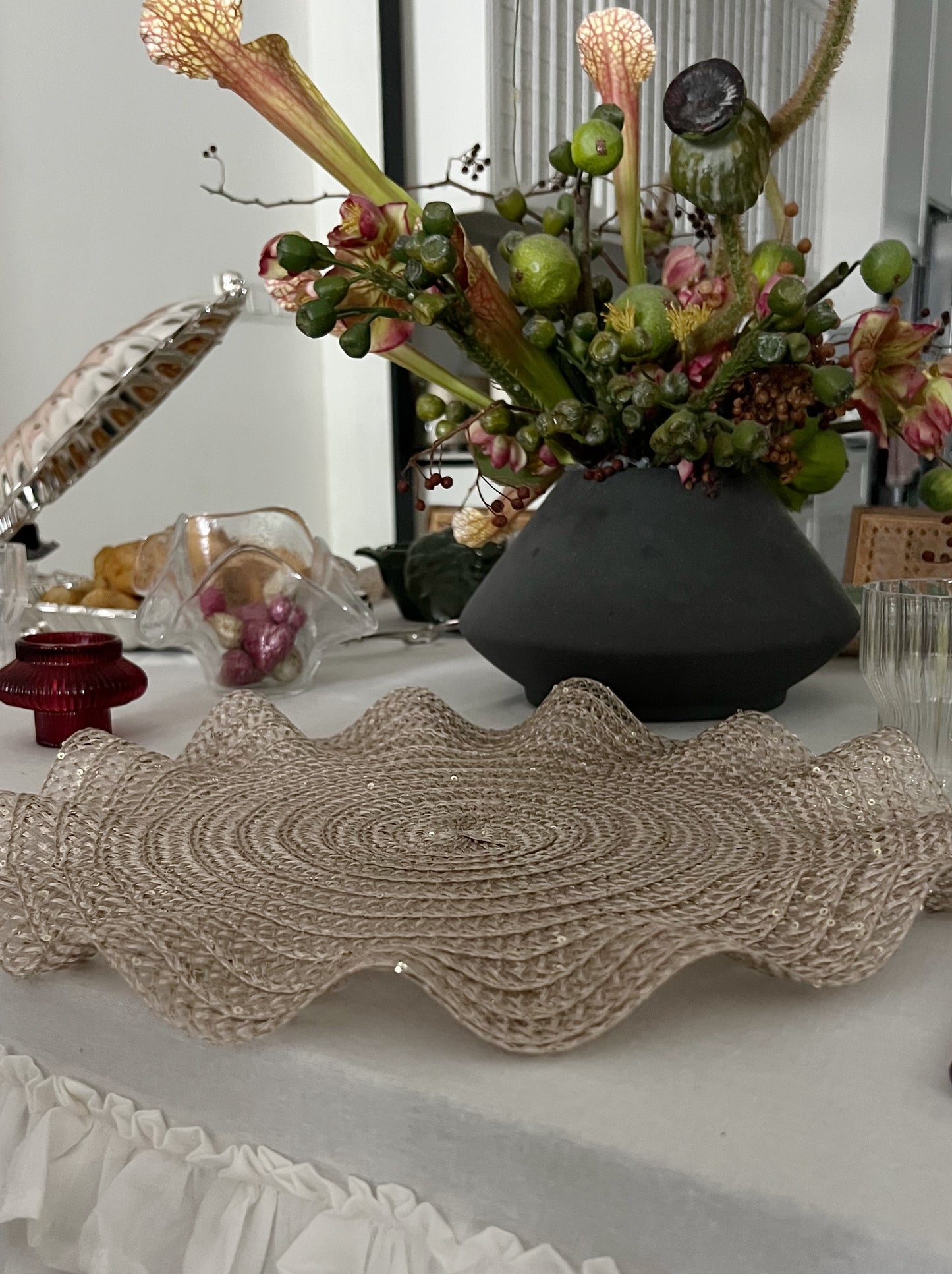 Shimmer Ruffles Placemat - Beige