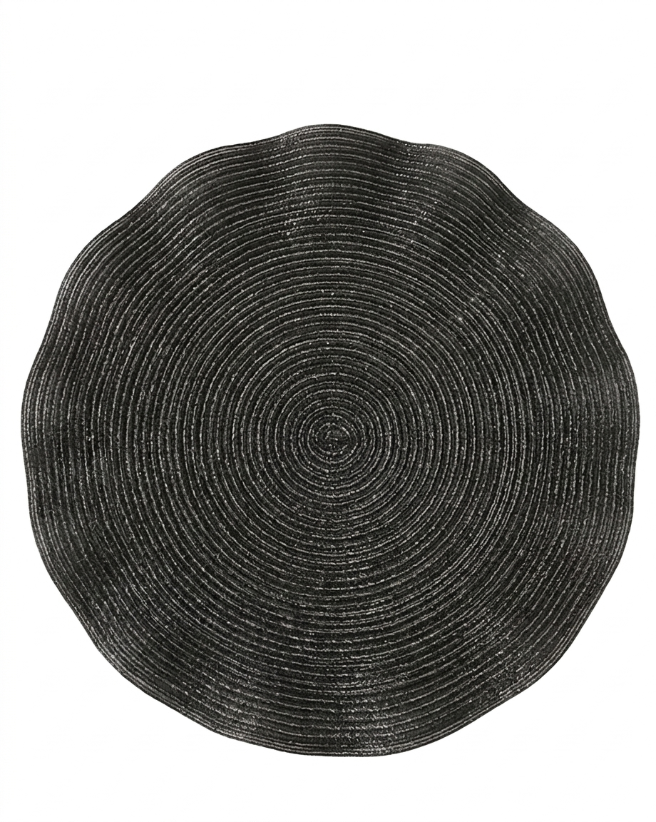  A round woven Ruffles Placemats in black for daily use or festive hosting