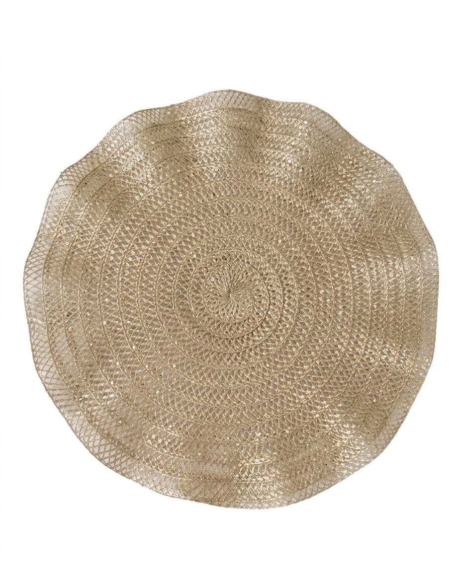  A round woven Ruffles Placemats in beige for daily use or festive hosting