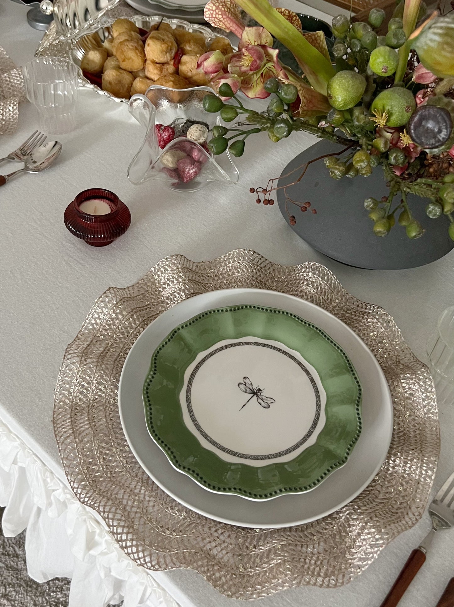 Shimmer Ruffles Placemat - Beige