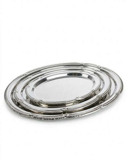 Polished silver finish vintage serving tray