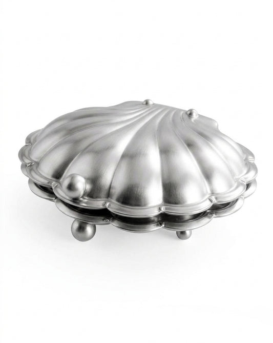 Allegria silver plated Shell Serving Dish platter on a clean background